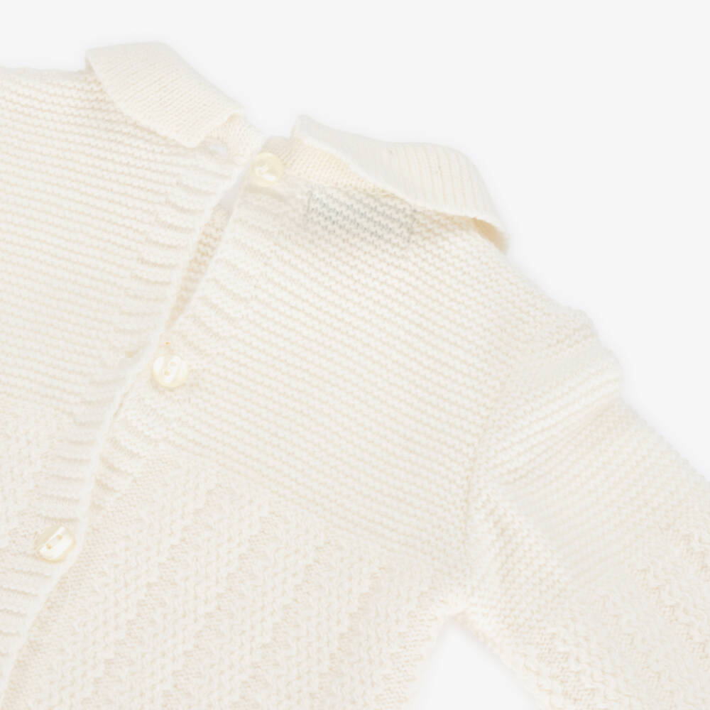 Foque-Ivory Wool & Cashmere Knitted 2 Piece Babygrow | Childrensalon