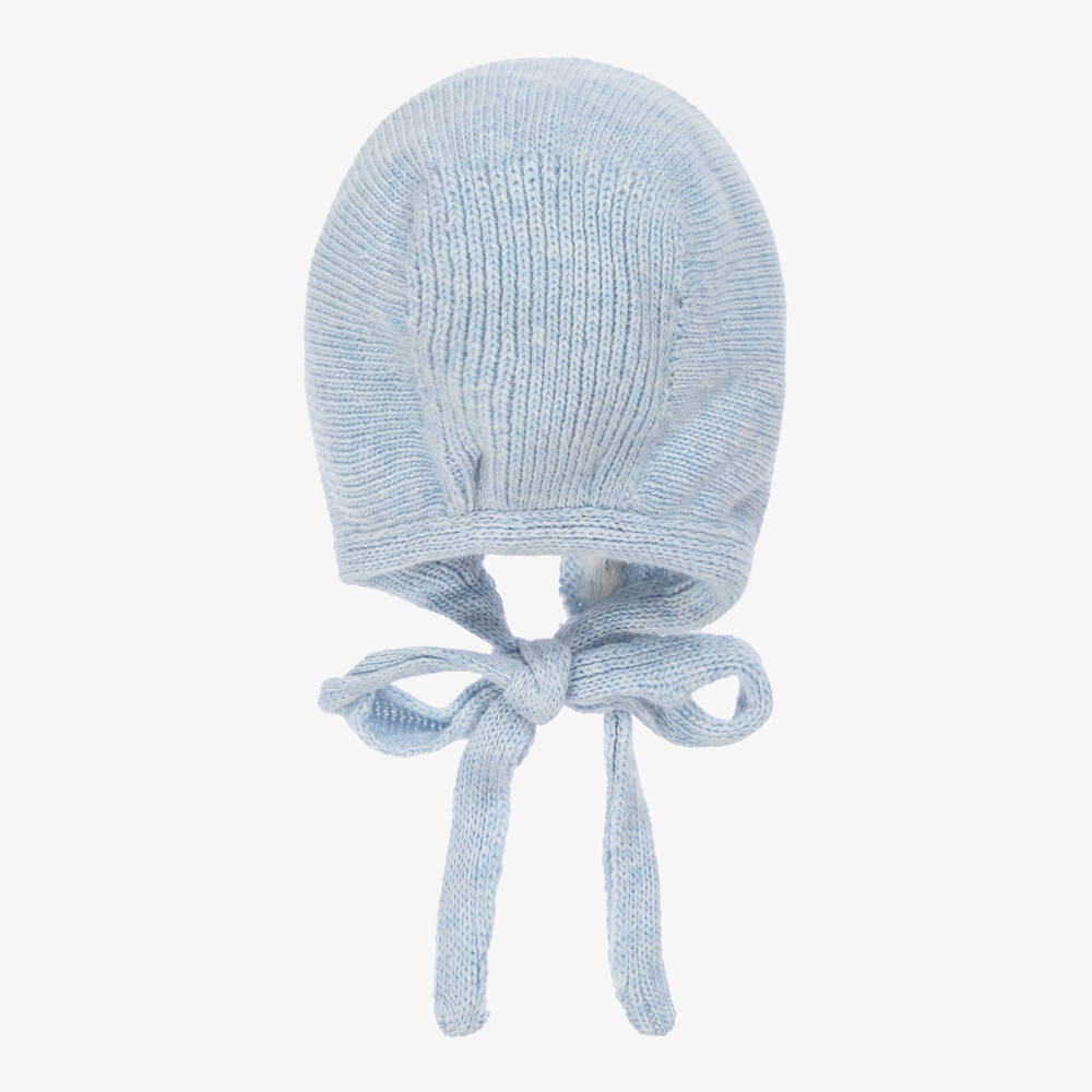 Foque-Чепчик голубой вязаный из шерсти и кашемира для малышей | Childrensalon