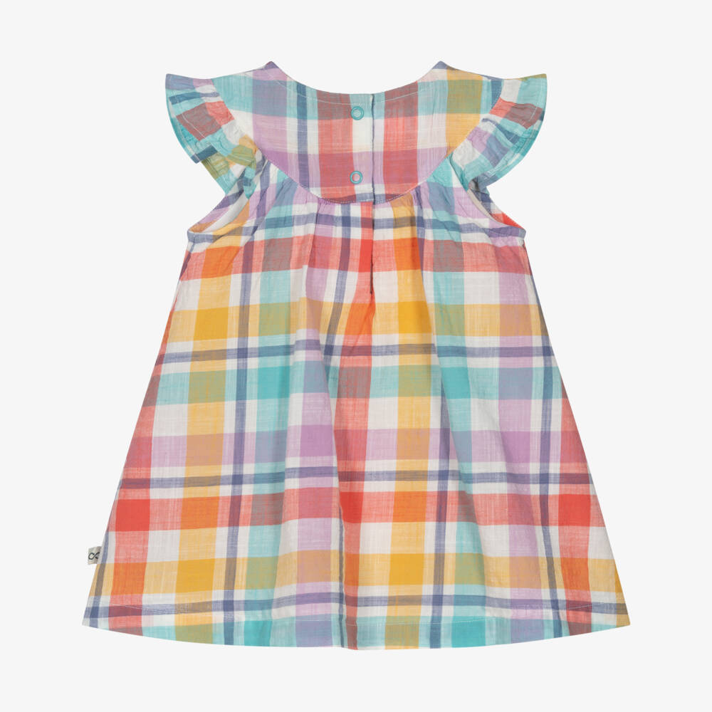 Frugi-Baby Girls Multicolour Check Cotton Dress | Childrensalon