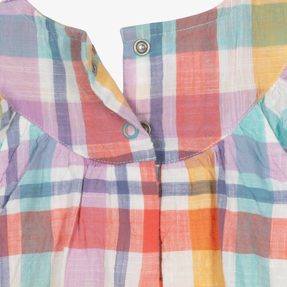 Frugi-Baby Girls Multicolour Check Cotton Dress | Childrensalon