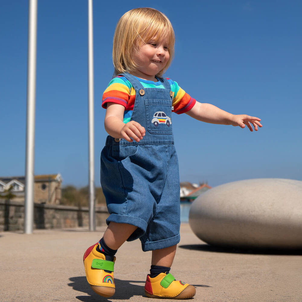 Frugi-Boys Blue Denim Car Dungaree Shorts | Childrensalon