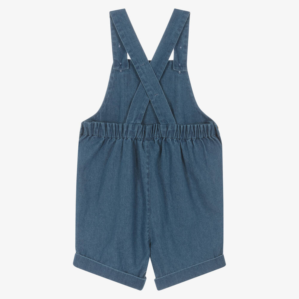 Frugi-Boys Blue Denim Car Dungaree Shorts | Childrensalon