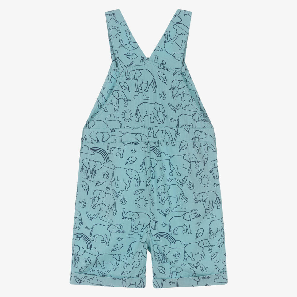Frugi-Boys Blue Elephant Dungaree Shorts | Childrensalon