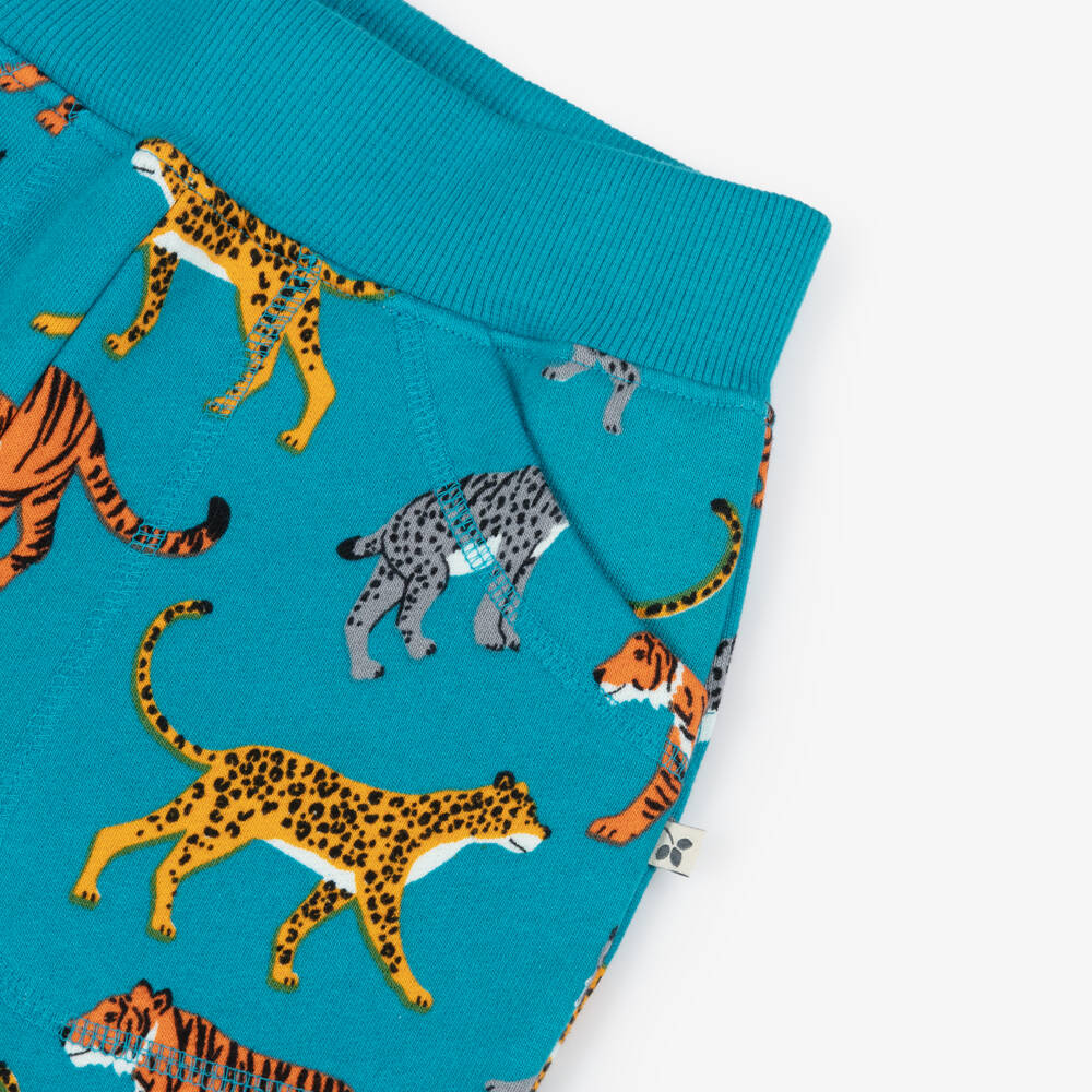 Frugi-Boys Blue Organic Cotton Big Cat Print Joggers | Childrensalon