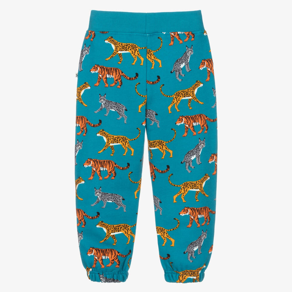 Frugi-Boys Blue Organic Cotton Big Cat Print Joggers | Childrensalon