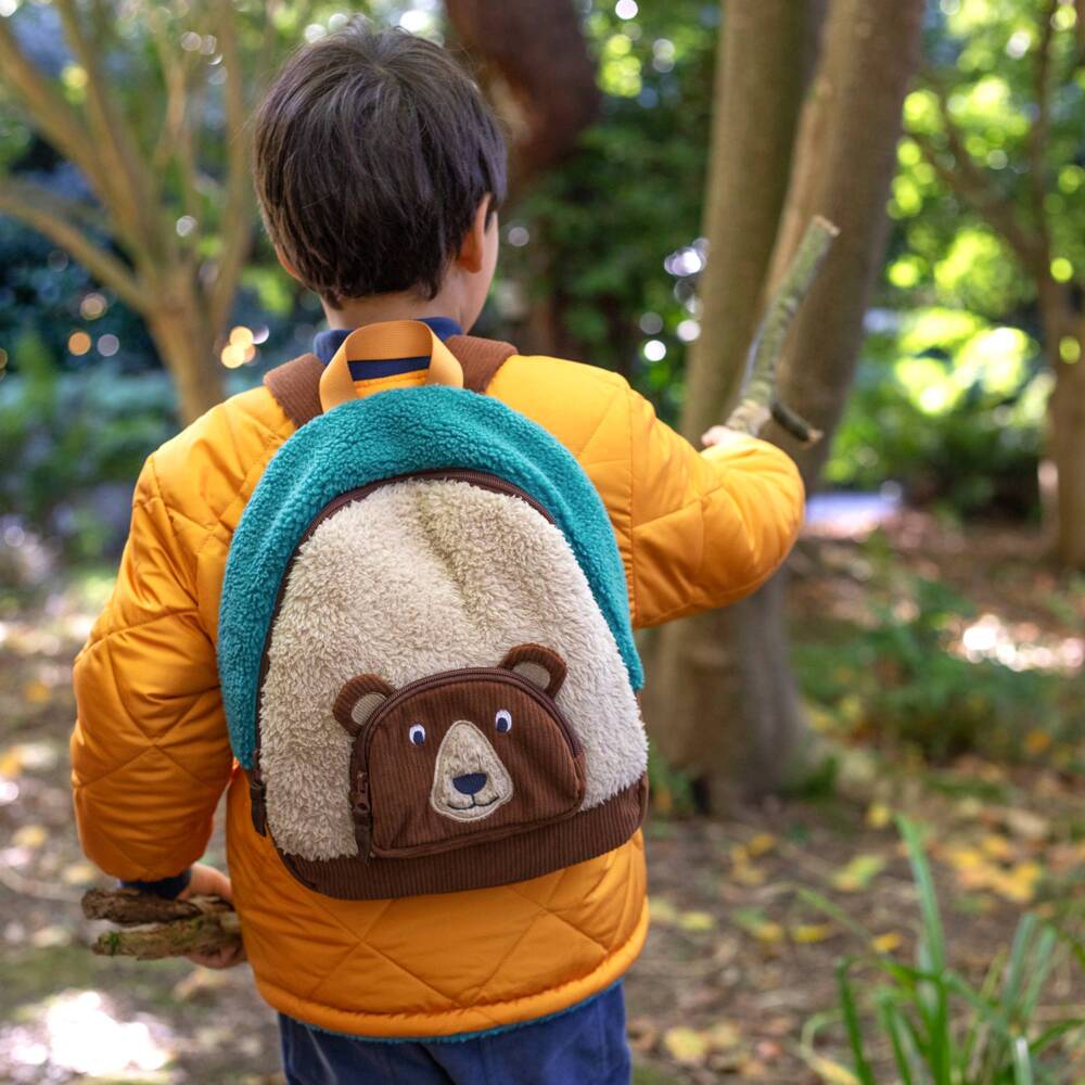 Frugi-Boys Brown Bear Fleece Backpack (30cm) | Childrensalon