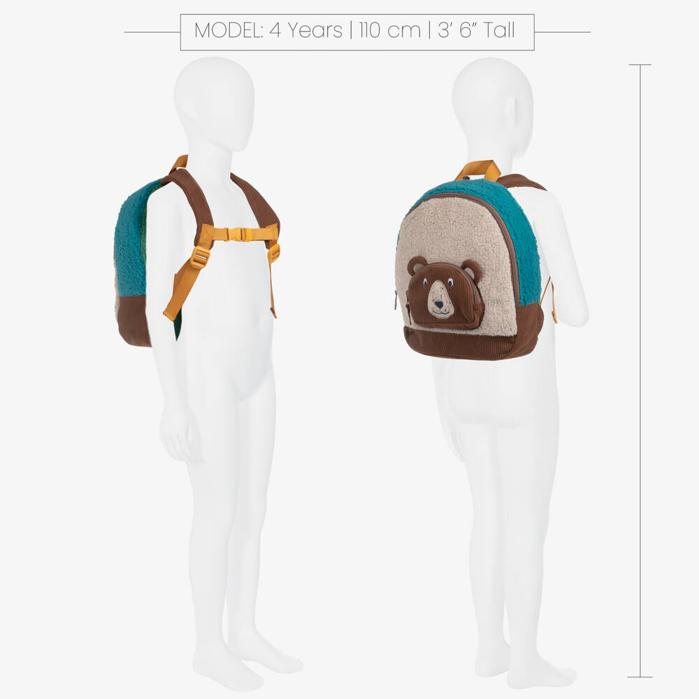 Frugi-Boys Brown Bear Fleece Backpack (30cm) | Childrensalon