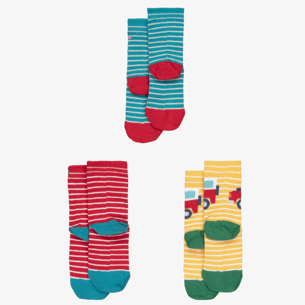 Frugi-Boys Multicolour Stripe Organic Cotton Socks (3 Pack) | Childrensalon