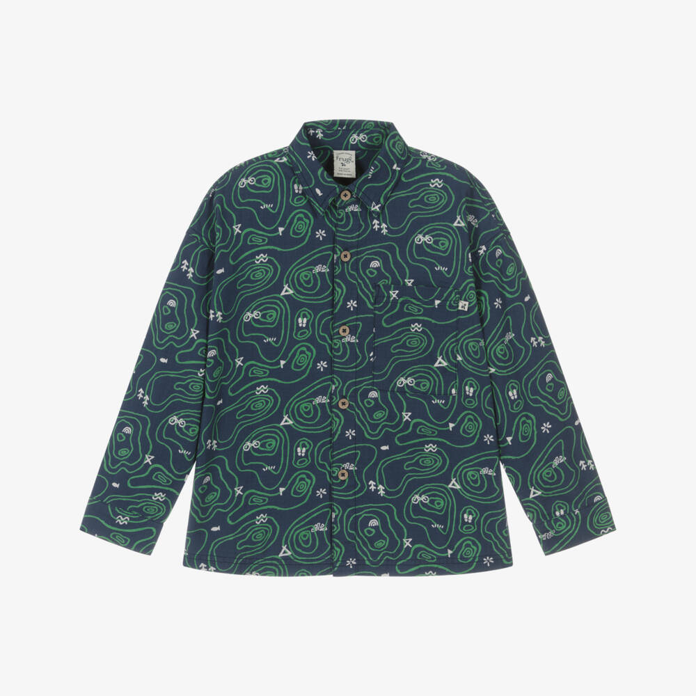 Frugi-قميص قطن بطبعة خريطة لون كحلي للأولاد | Childrensalon