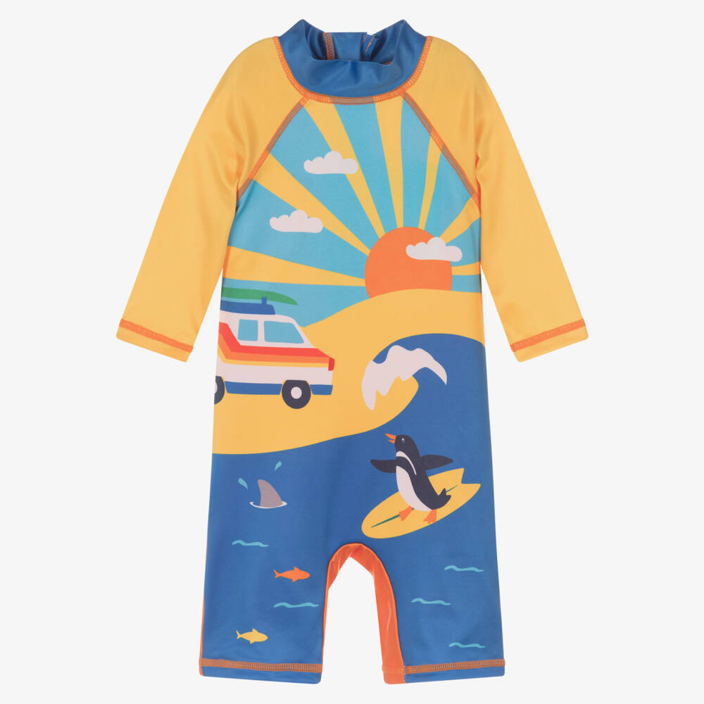 Frugi-Boys Yellow & Blue Beach Sun Suit (UPF50+) | Childrensalon