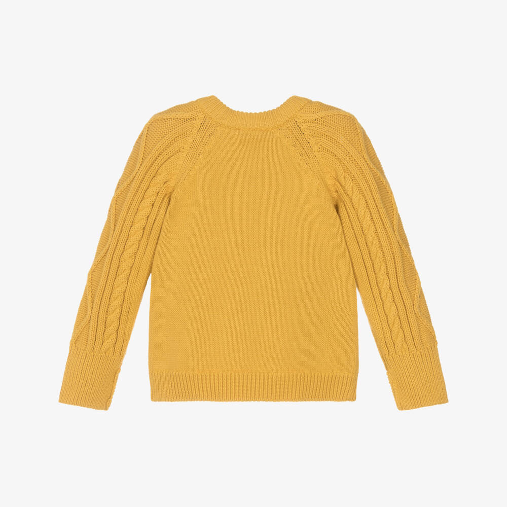 Frugi-Boys Yellow Organic Cotton Knit Leopard Sweater | Childrensalon