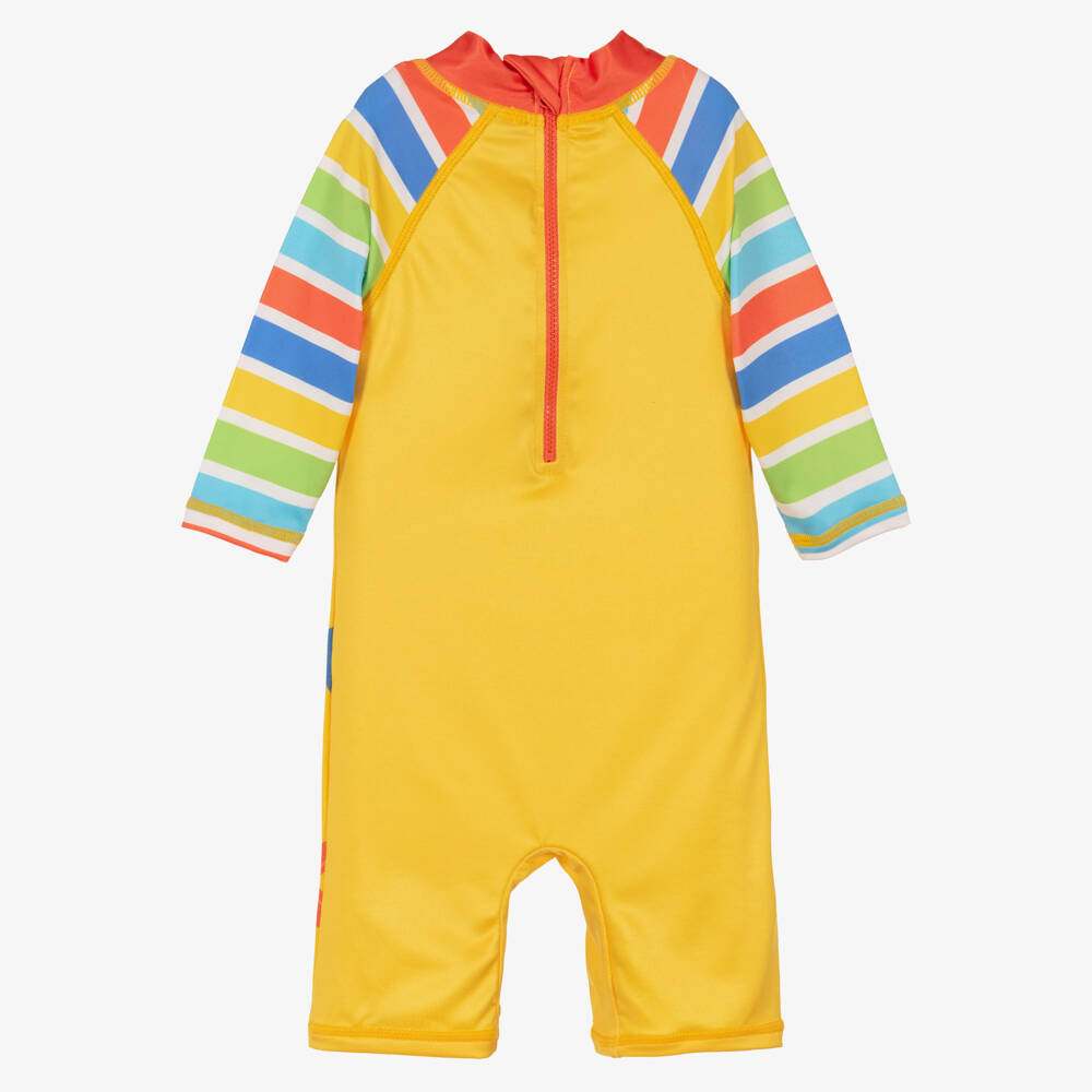 Frugi-Boys Yellow Shark & Fish Sun Suit (UPF50+) | Childrensalon