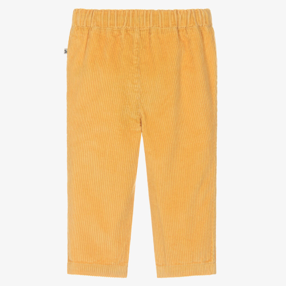 Frugi-Bright Yellow Cordurory Trousers with Fox Knee Patches | Childrensalon