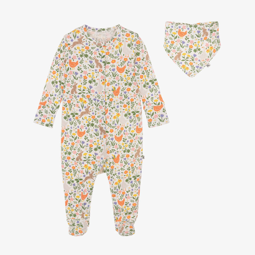 Frugi-Colourful Floral & Animal Print Cotton Babygrow Gift Set | Childrensalon