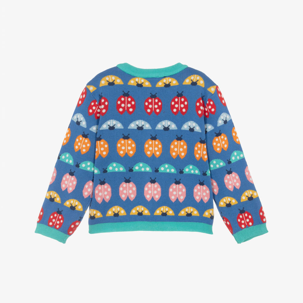 Frugi-Кардиган синий из хлопкового трикотажа с божьими коровками для девочек | Childrensalon