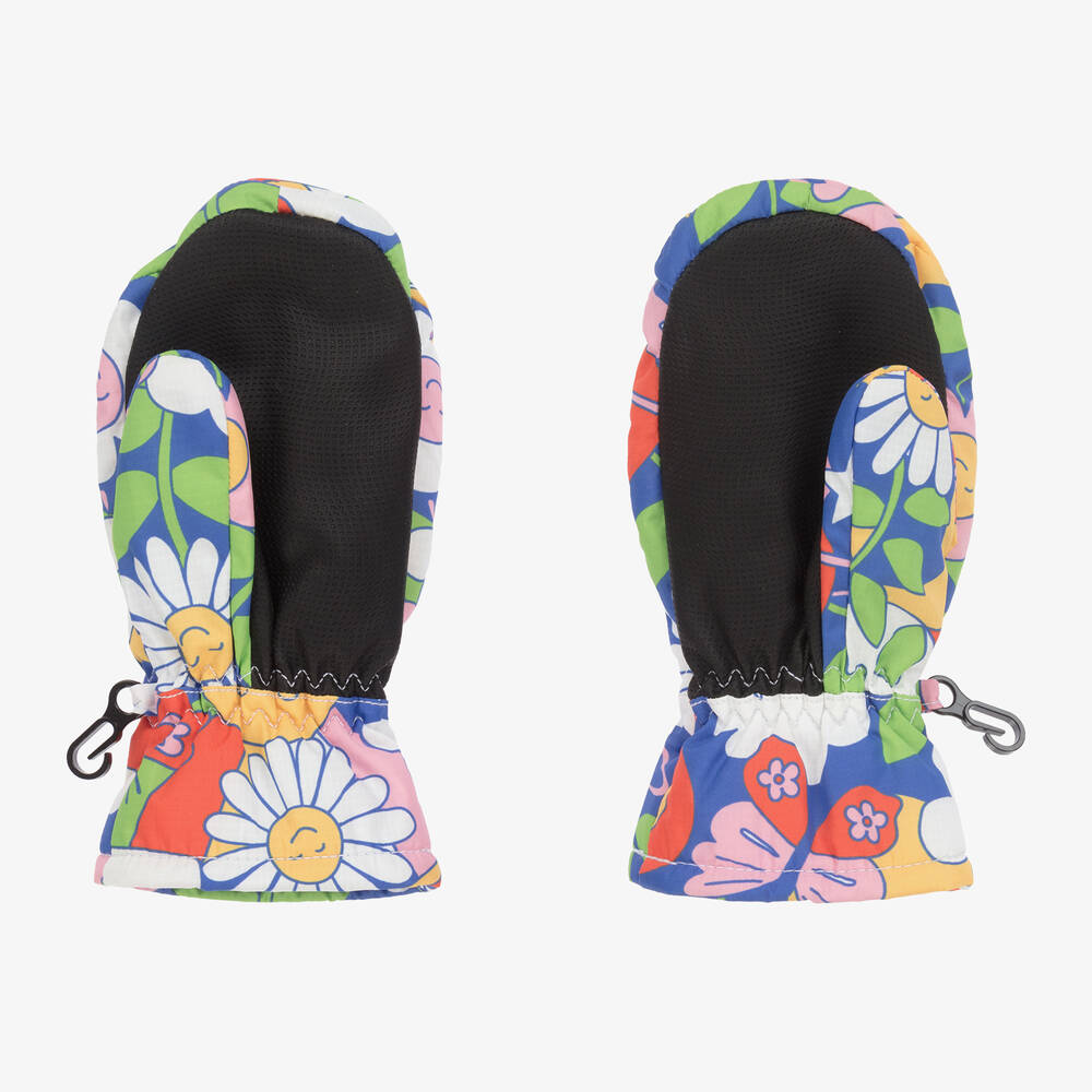 Frugi-Girls Blue Floral Ski Gloves | Childrensalon