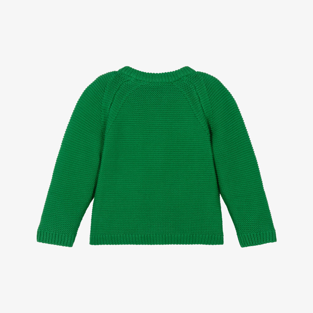 Frugi-Girls Bright Green Orgainc Cotton Knitted Cardigan | Childrensalon
