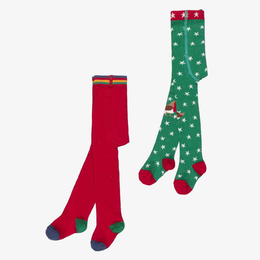 Frugi-Girls Festive Red & Green Tights | Childrensalon