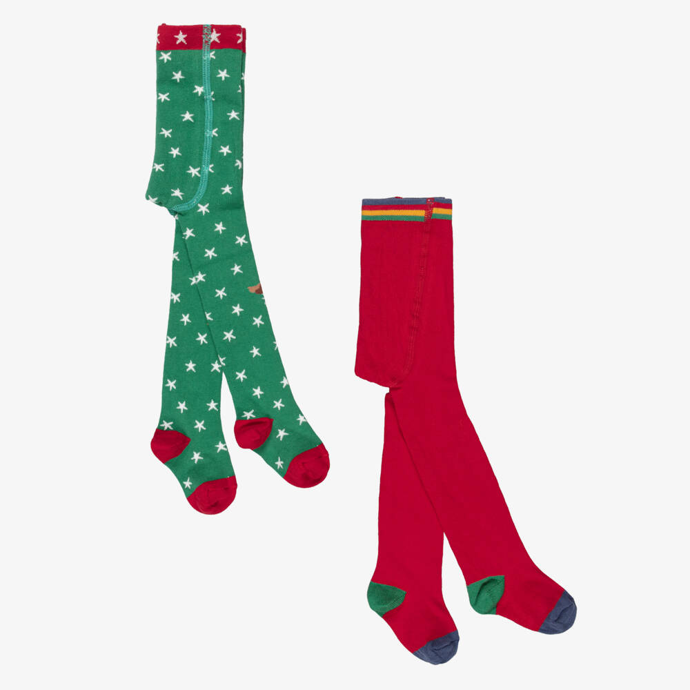 Frugi-Girls Festive Red & Green Tights | Childrensalon
