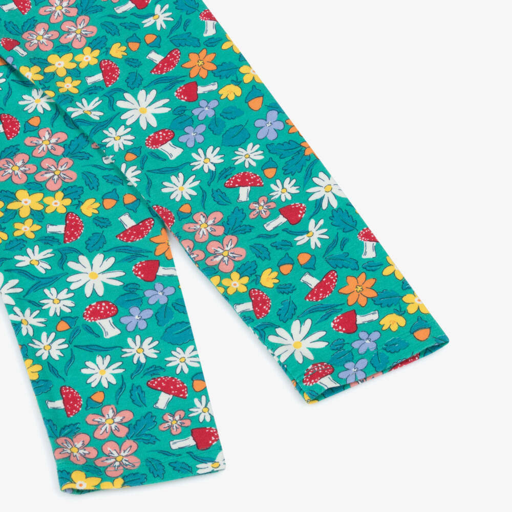 Frugi-Girls Green Floral Organic Cotton Leggings | Childrensalon
