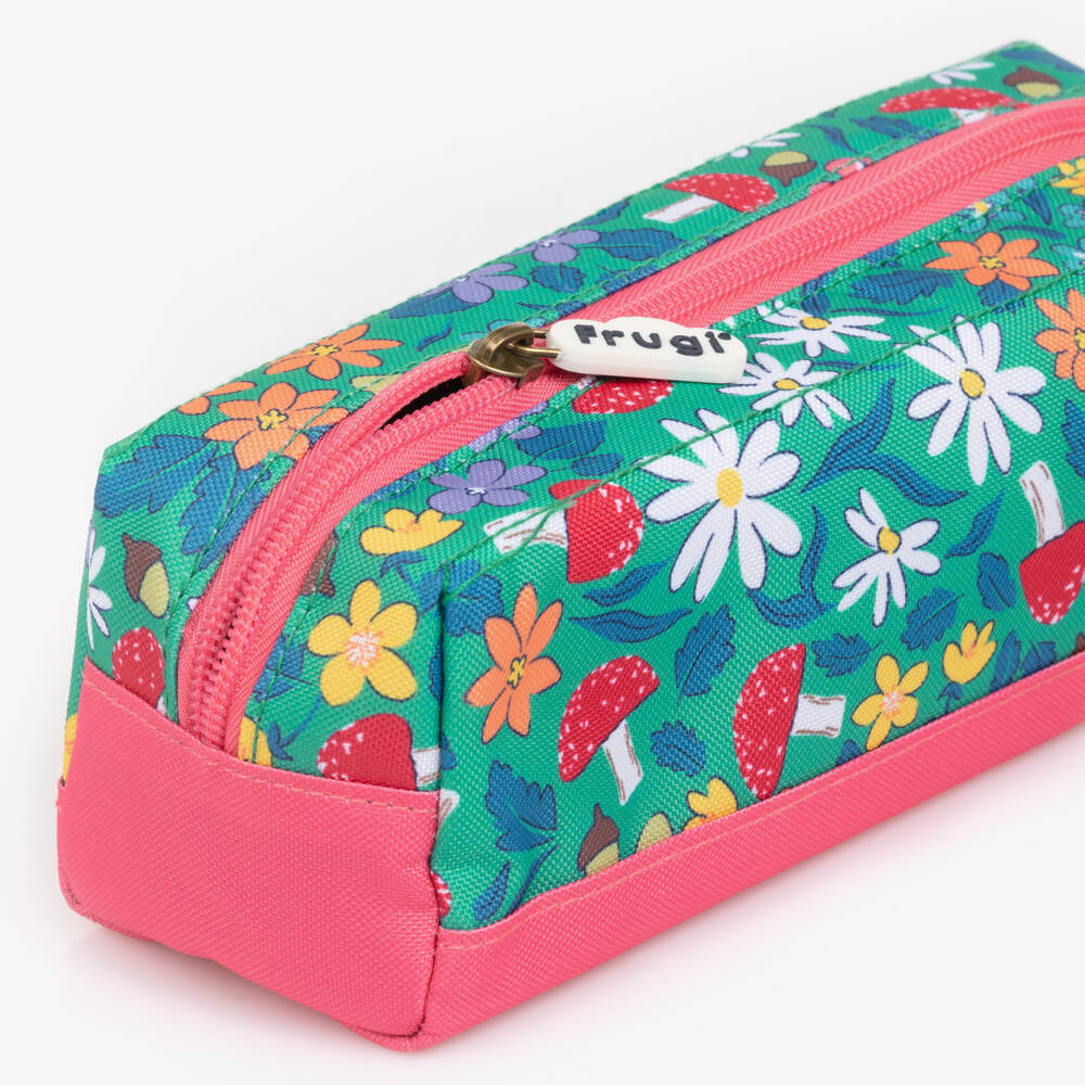 Frugi-Girls Green Woodland Floral Pencil Case (22cm) | Childrensalon