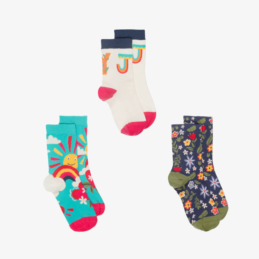 Frugi-جوارب قطن عضوي للبنات (3 أزواج) | Childrensalon