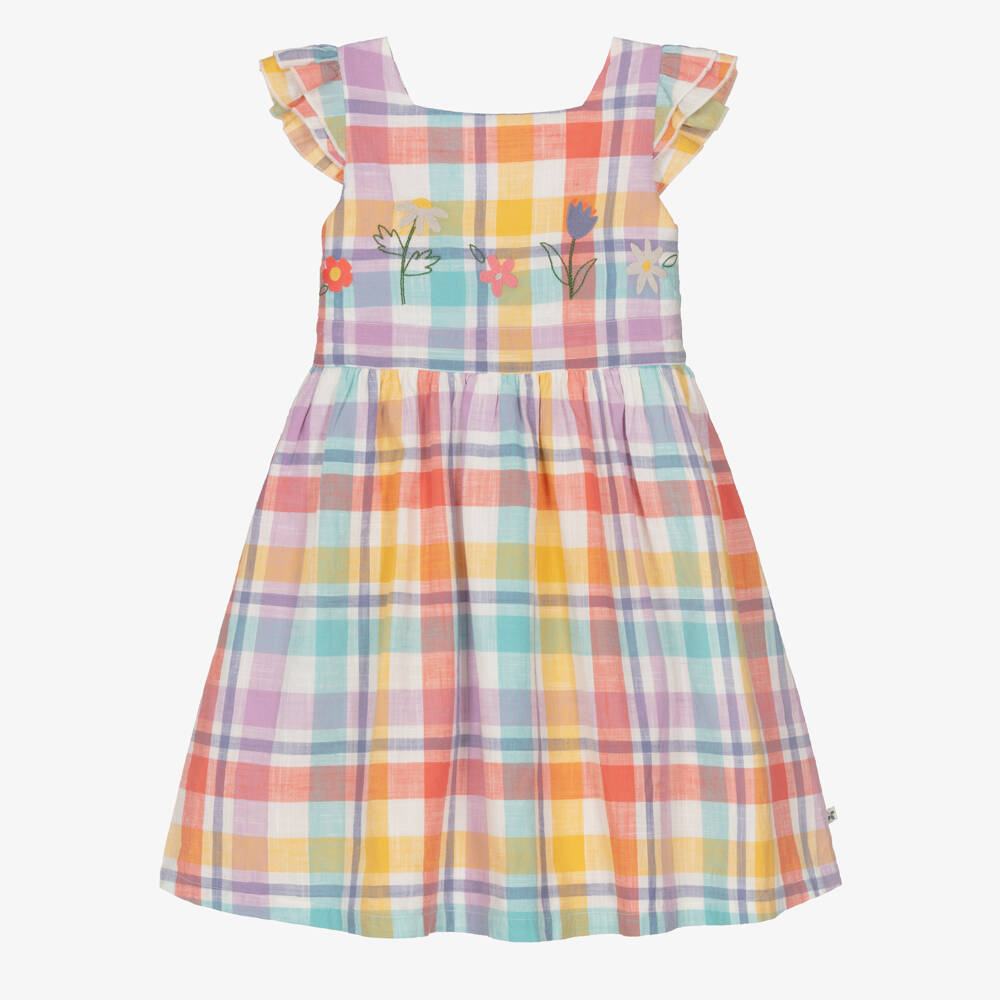 Frugi-Girls Pink Check Organic Cotton Sun Dress | Childrensalon