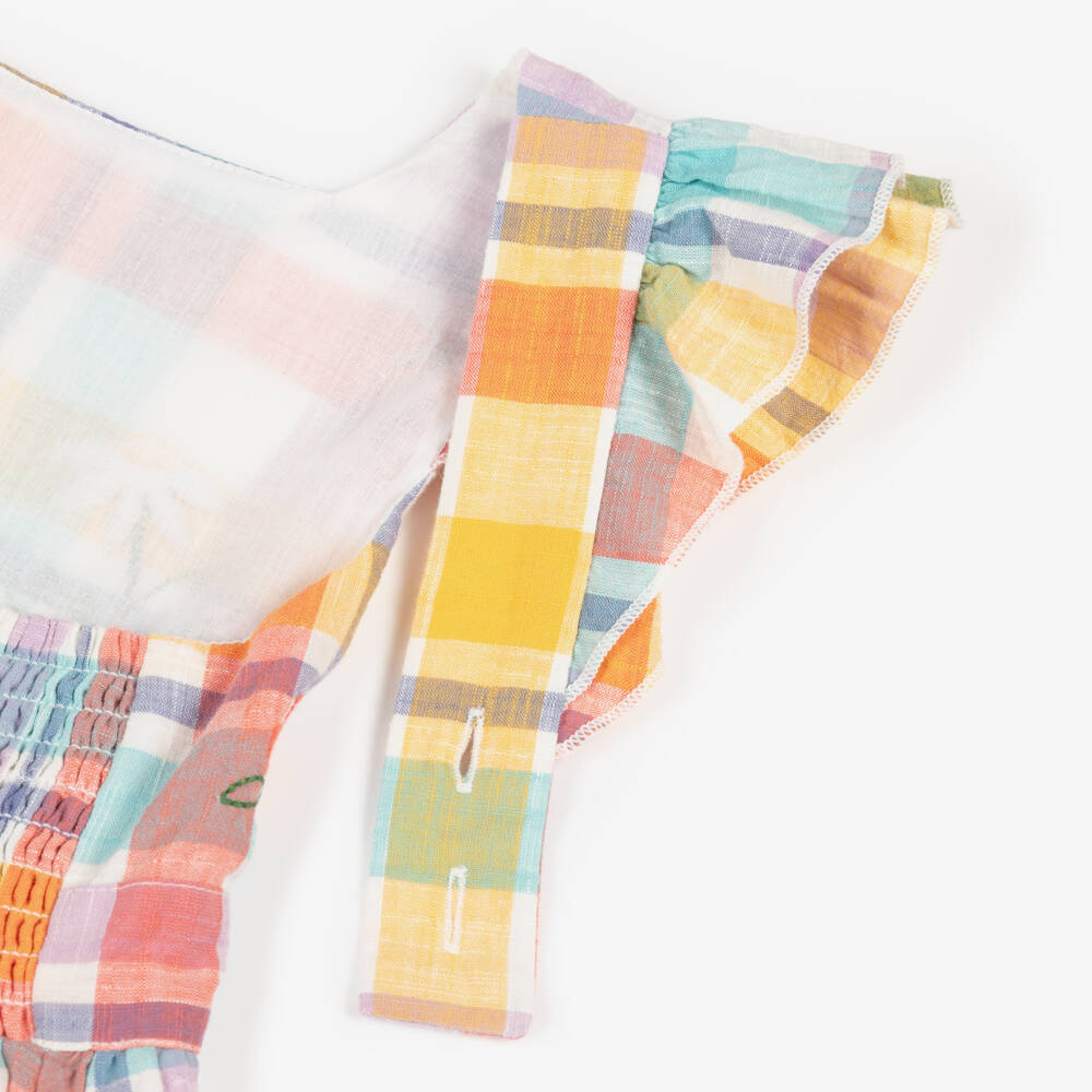 Frugi-Girls Pink Check Organic Cotton Sun Dress | Childrensalon