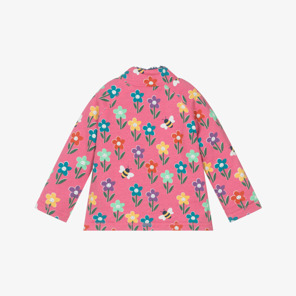 Frugi-Girls Pink Floral Organic Cotton Snuggle Fleece Sweatshirt | Childrensalon