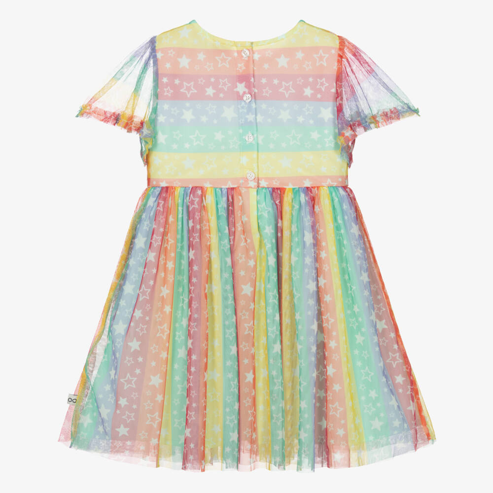 Frugi-Girls Pink Rainbow Tulle Dress | Childrensalon