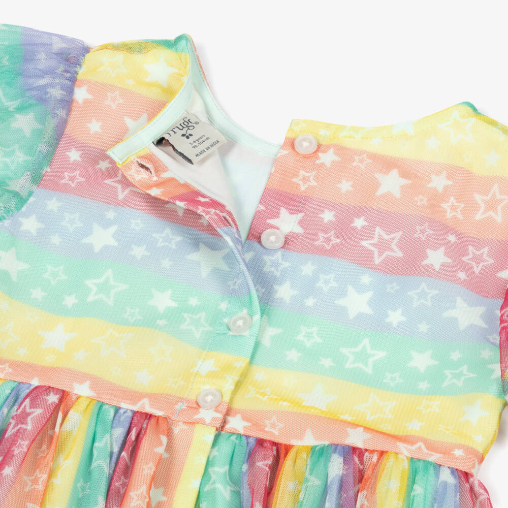 Frugi-Girls Pink Rainbow Tulle Dress | Childrensalon