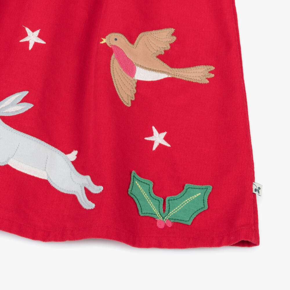 Frugi-Платье красное рождественское из вельвета для девочек | Childrensalon