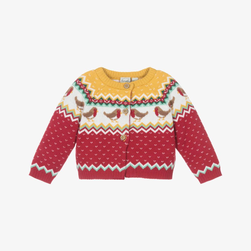 Frugi-كارديجان أحمر محبوك احتفالي للبنات | Childrensalon