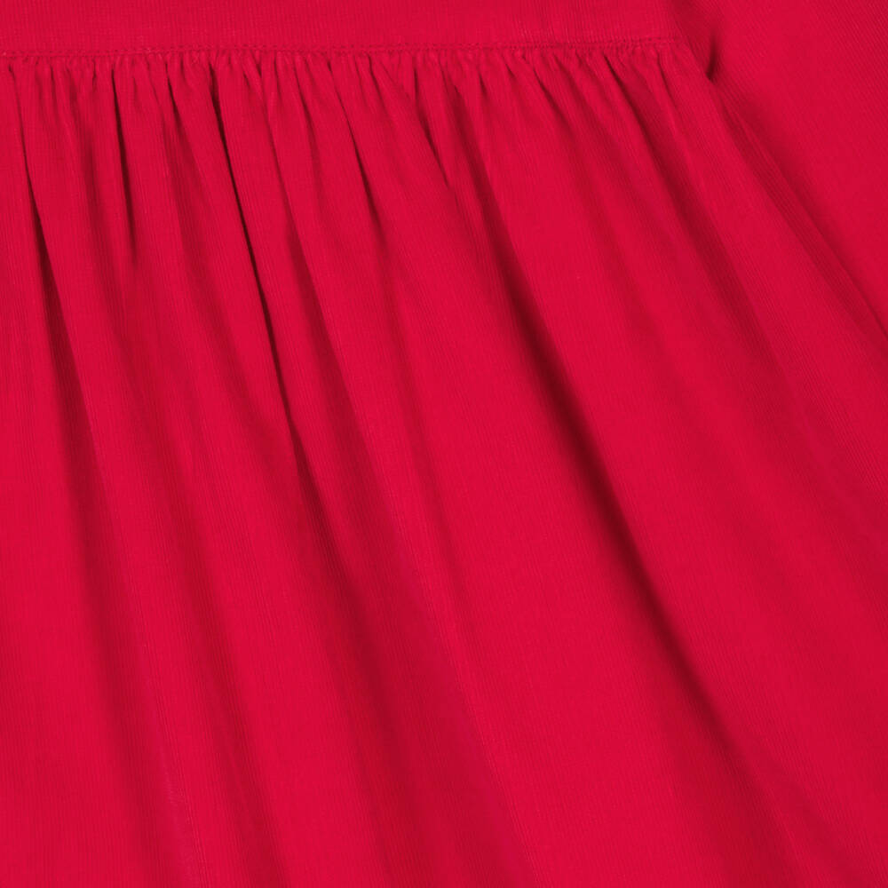 Frugi-Girls Red Needlecord Dress with Embroidered Rabbits | Childrensalon