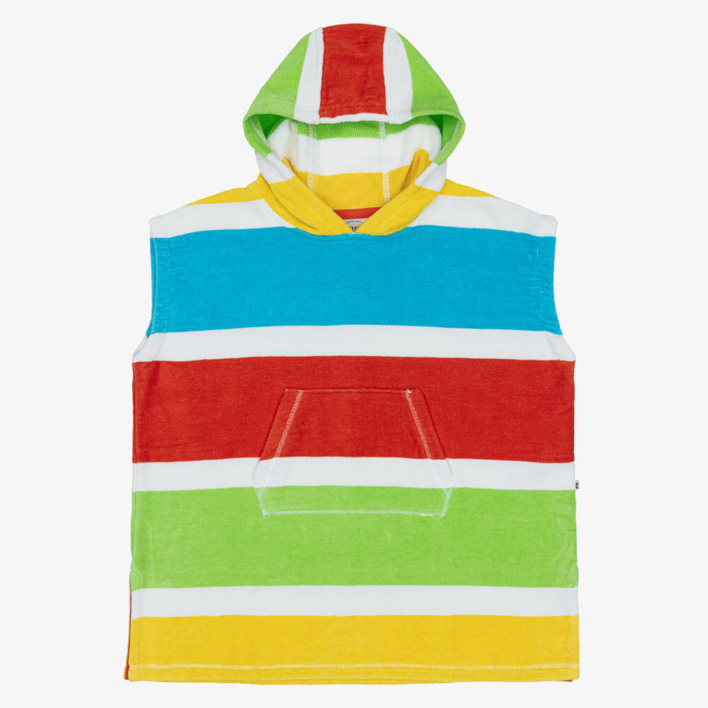 Frugi-Multicolour Striped Cotton Poncho Towel | Childrensalon