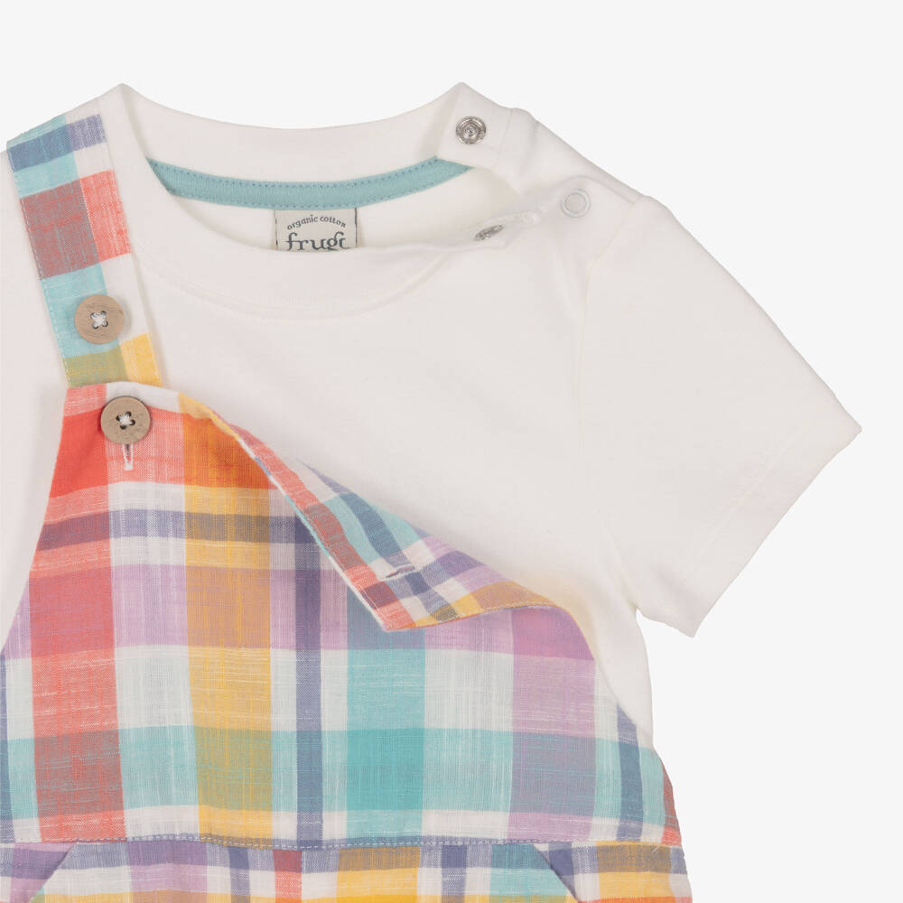 Frugi-طقم دنغري شورت قطن متعدد الألوان للأطفال الرضع | Childrensalon