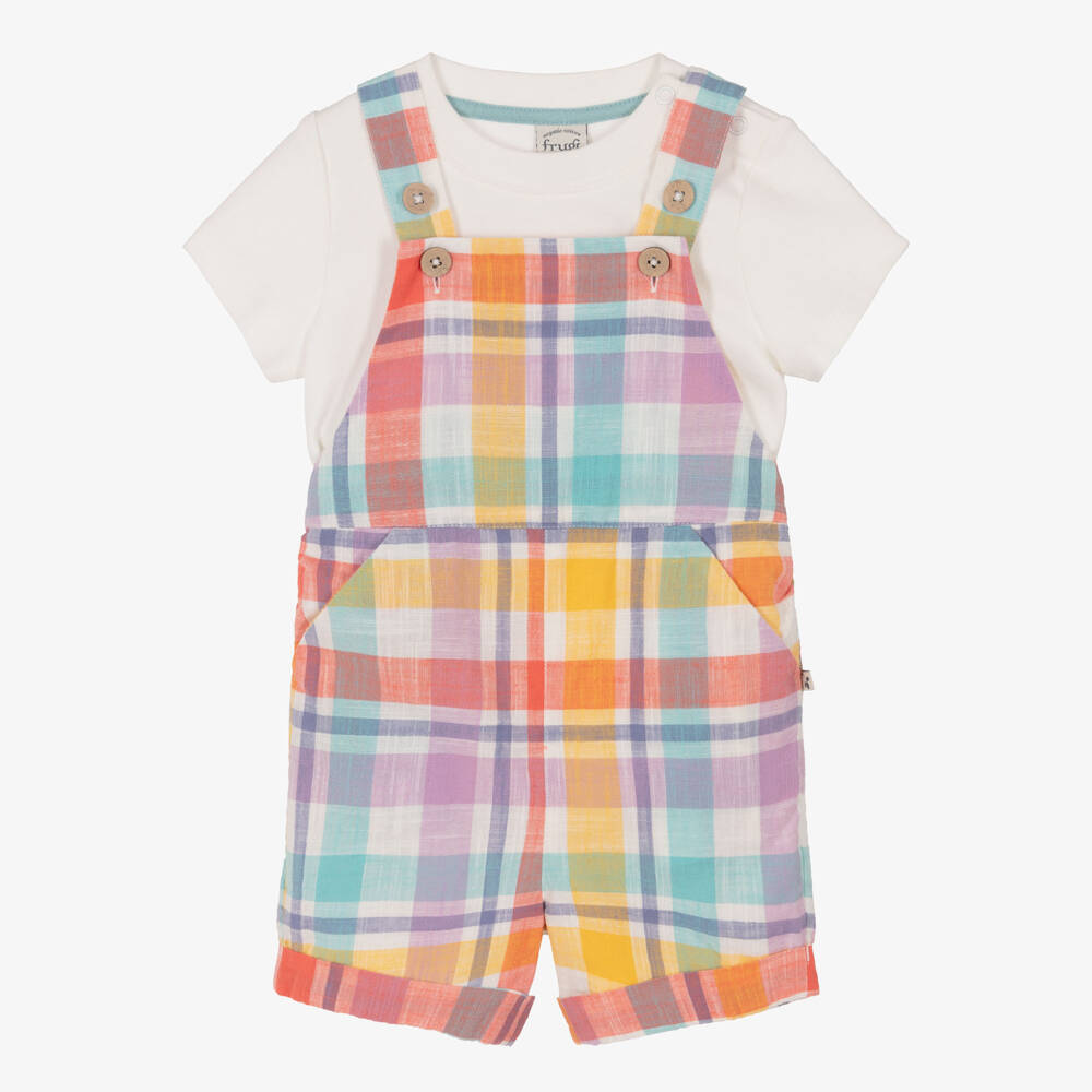 Frugi-طقم دنغري شورت قطن متعدد الألوان للأطفال الرضع | Childrensalon