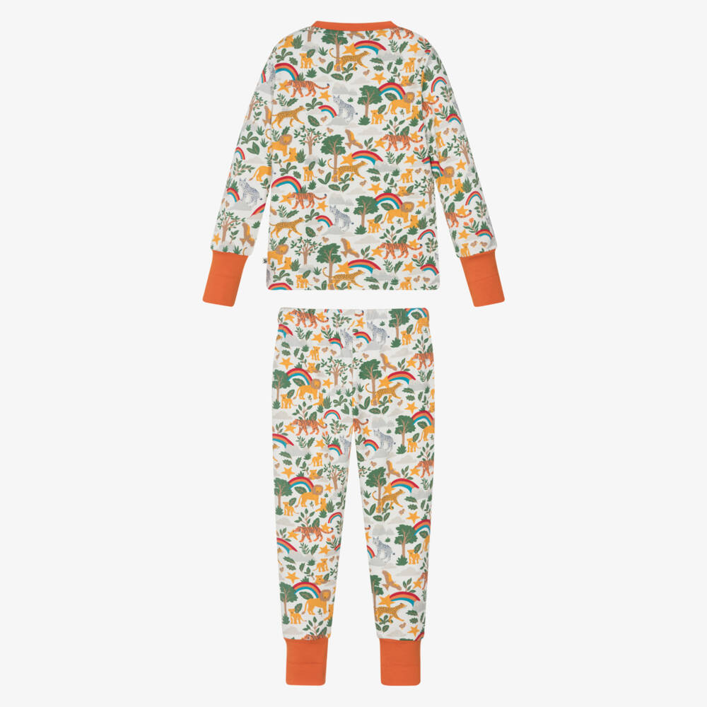 Frugi-Orange & Green Organic Cotton Pyjamas with Jungle Print  | Childrensalon