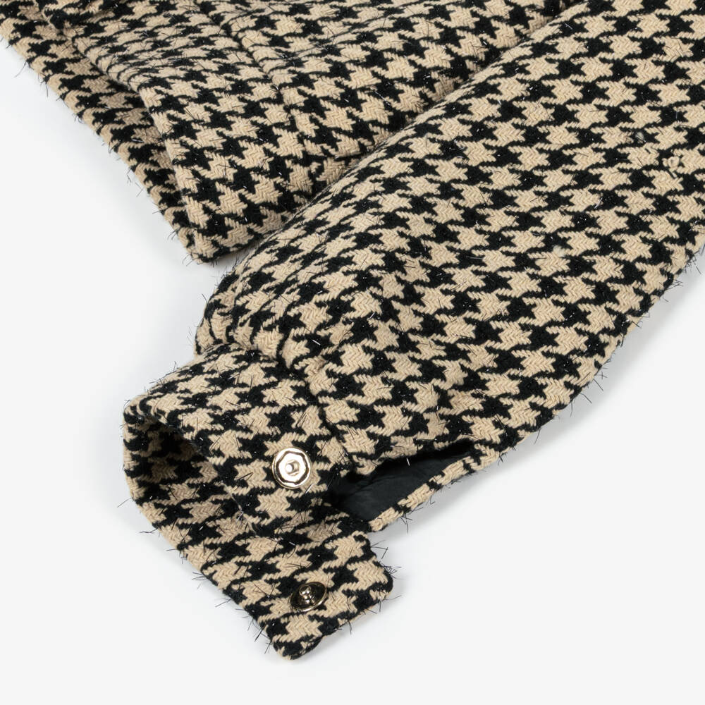 Fun & Fun-جاكيت تويد بنقشة هوندستوث لون أسود وبيج للبنات  | Childrensalon