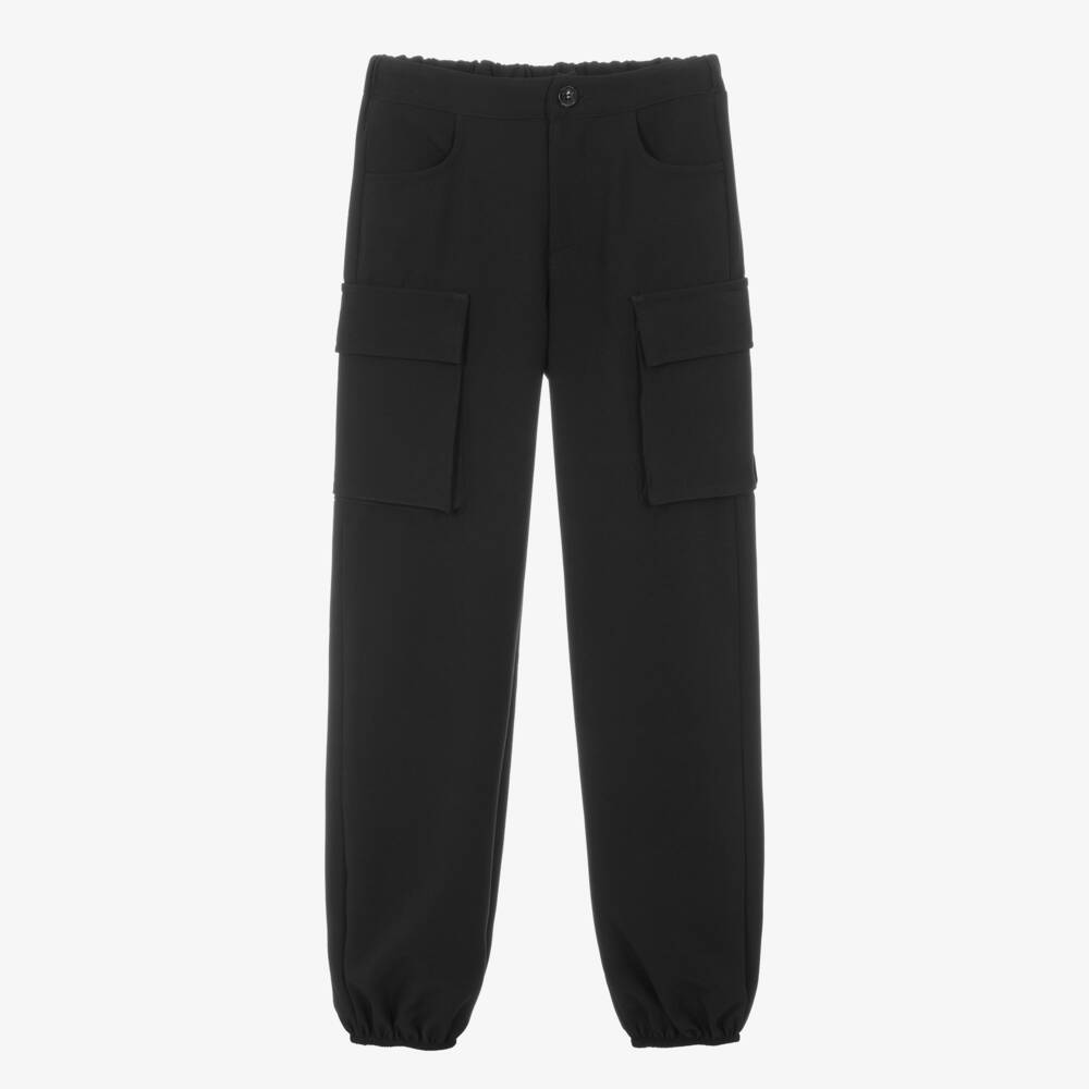 Fun & Fun-Girls Black Cuffed Cargo Trousers | Childrensalon