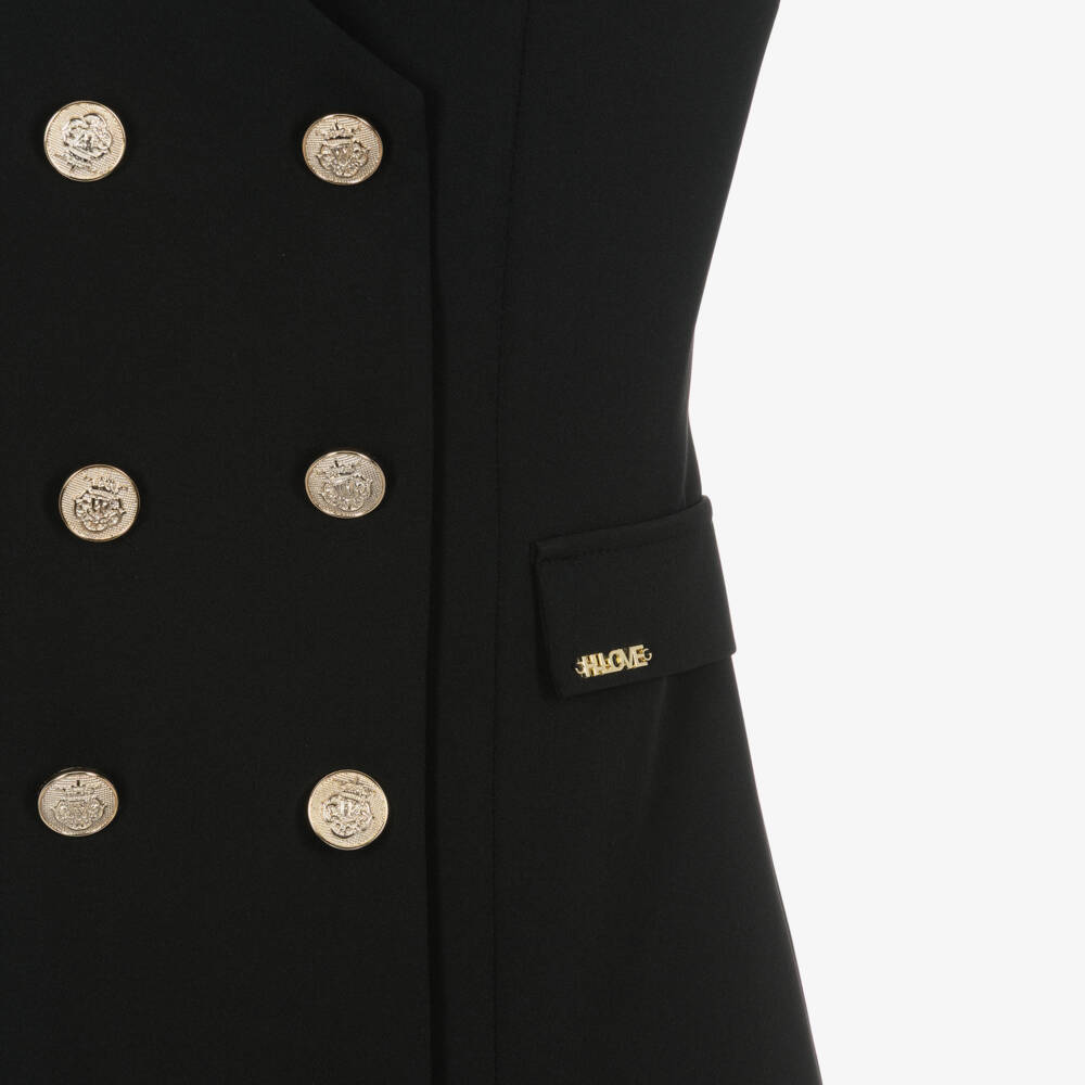 Fun & Fun-Girls Black Double Breasted Dress | Childrensalon