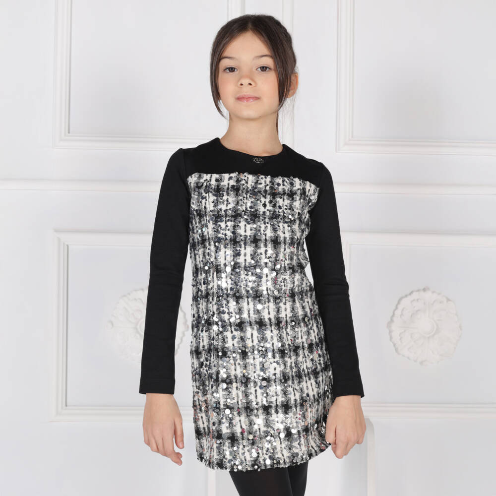 Fun & Fun-Girls Black Milano Jersey Sequin Dress | Childrensalon
