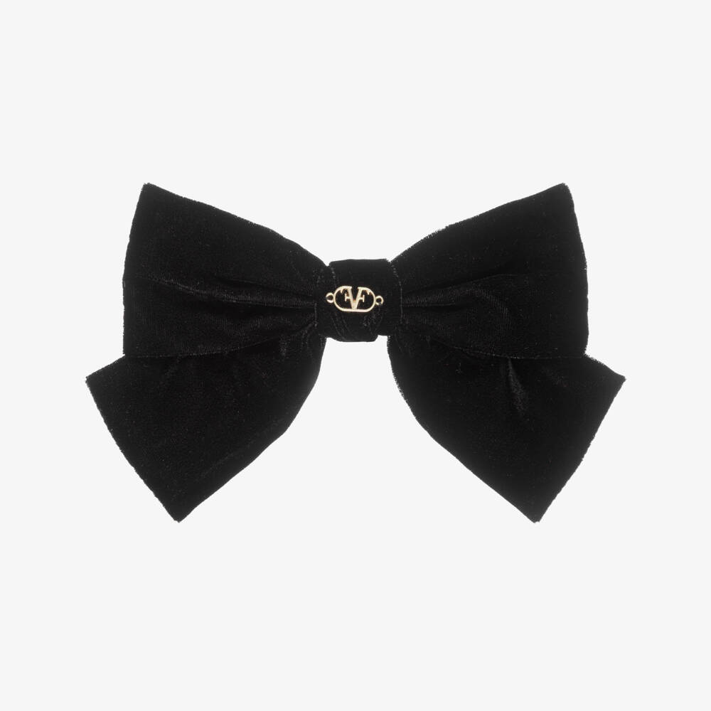 Fun & Fun-Girls Black Velvet Bow Hair Clip (22cm) | Childrensalon