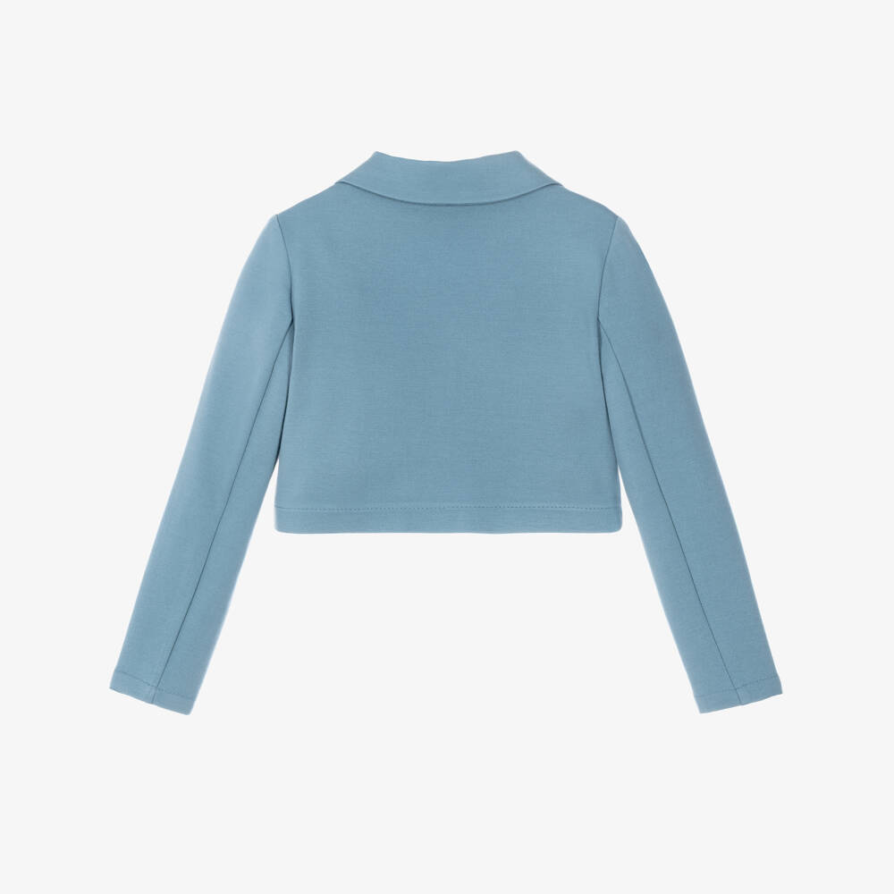 Fun & Fun-Girls Blue Milano Jersey Cropped Blazer | Childrensalon