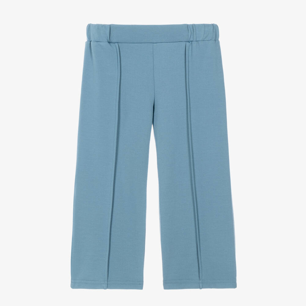 Fun & Fun-Girls Blue Milano Jersey Trousers with Front Seams | Childrensalon