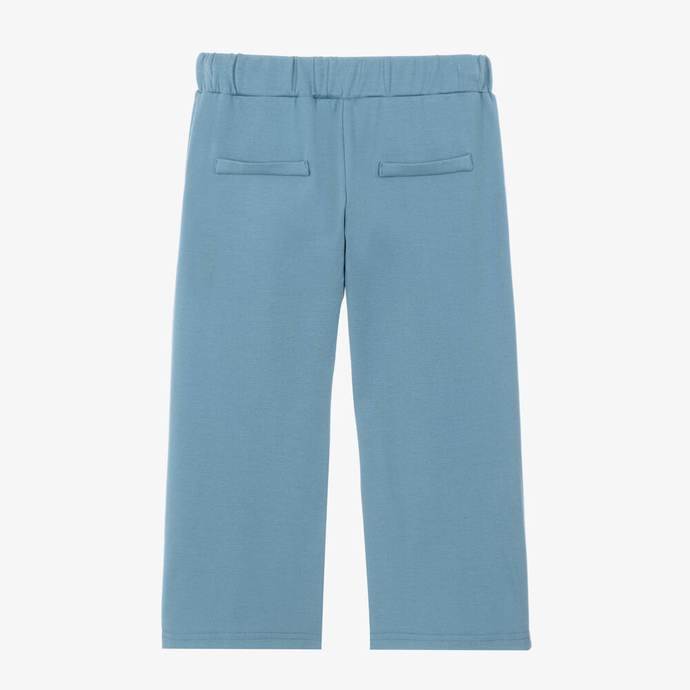 Fun & Fun-Girls Blue Milano Jersey Trousers with Front Seams | Childrensalon