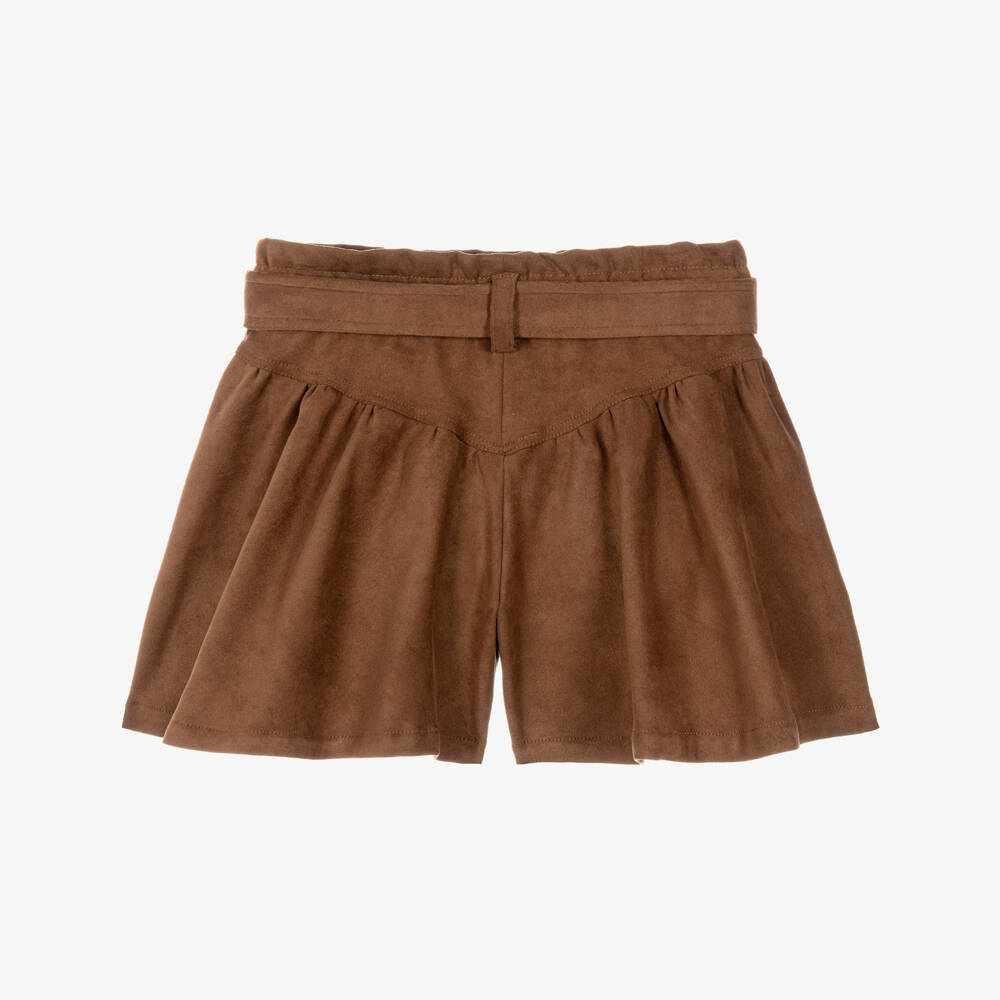 Fun & Fun-Girls Brown Faux Suede Shorts with Belt | Childrensalon