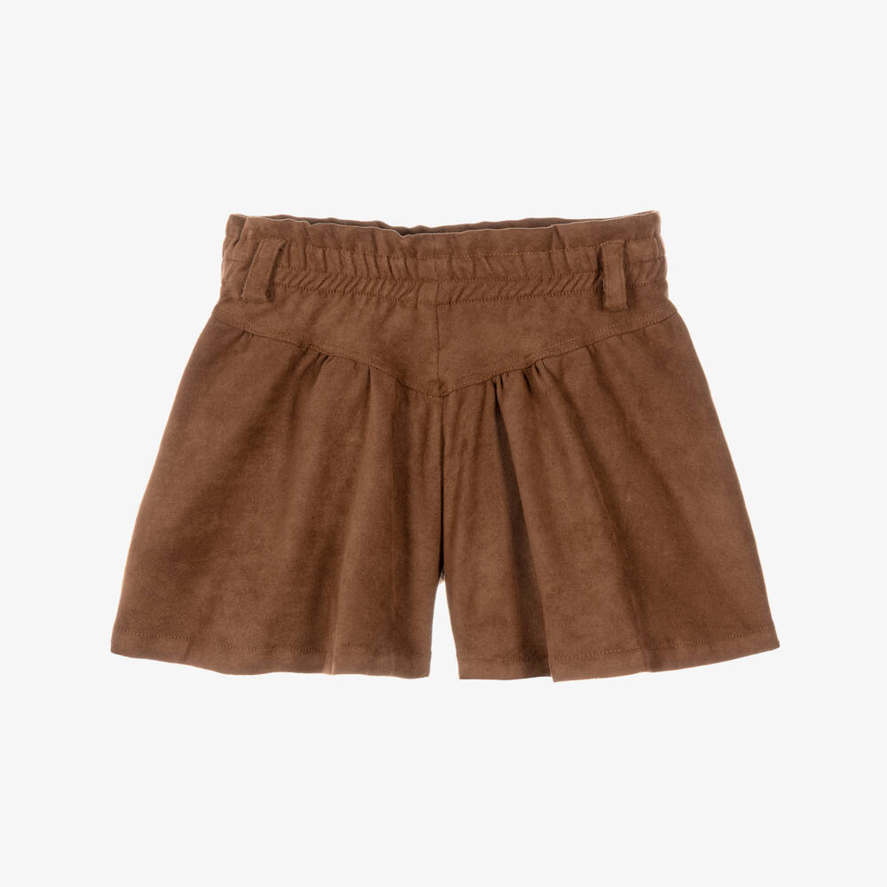 Fun & Fun-Girls Brown Faux Suede Shorts with Belt | Childrensalon