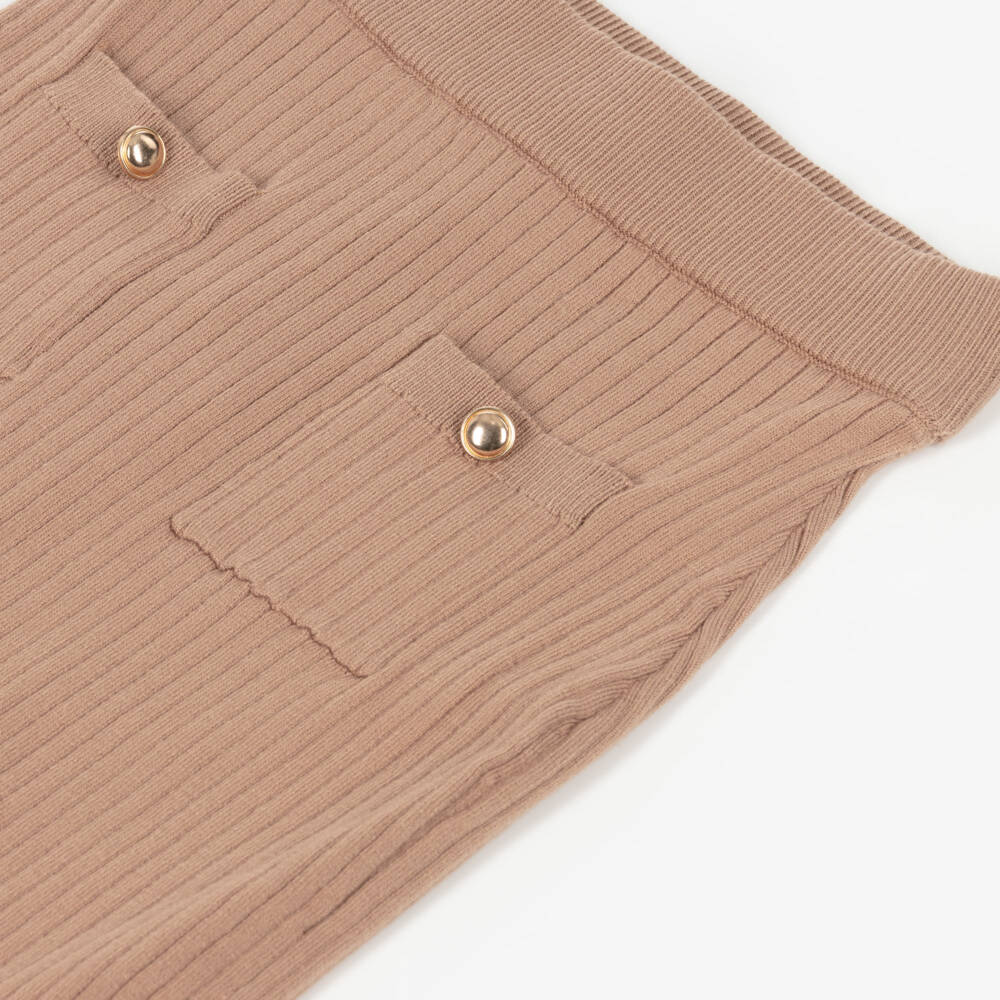 Fun & Fun-تنورة بقصة مستقيمة محبوكة لون بني | Childrensalon