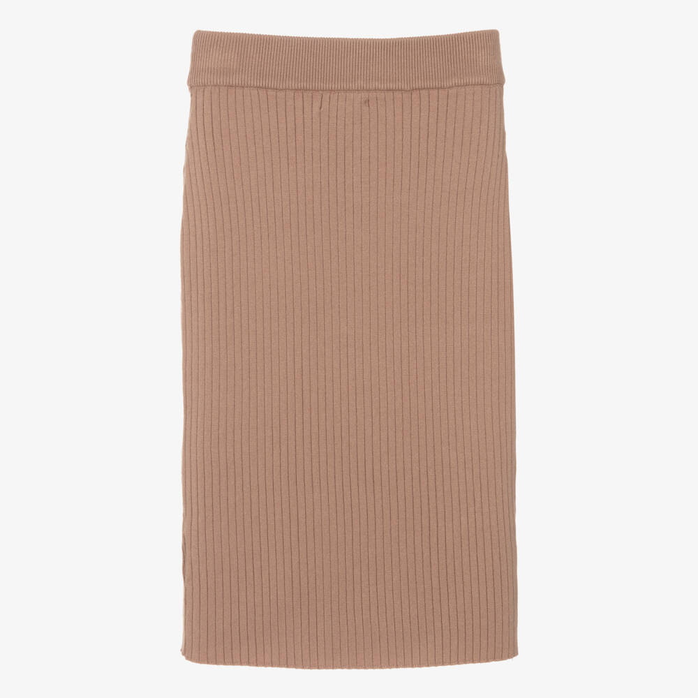 Fun & Fun-تنورة بقصة مستقيمة محبوكة لون بني | Childrensalon